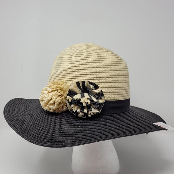 Paper Straw Panama Hat with Paper Straw Flowers - Picture 5 of 8
